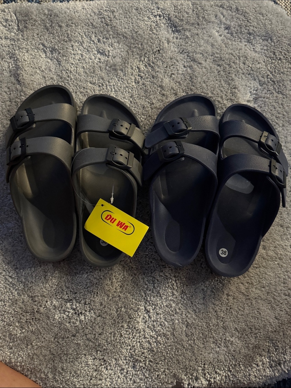 2pk Du WA Ultra Lightweight Flexible EVA Buckle Strap Slide Sz 38 (8) Navy/Gray